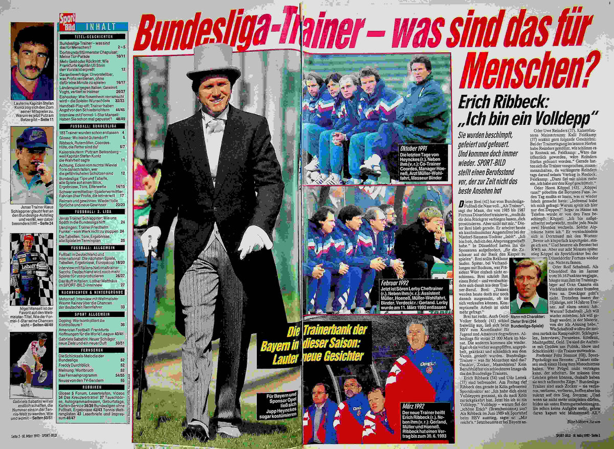 Inhaltsverzeichnis Sport Bild 13/1992