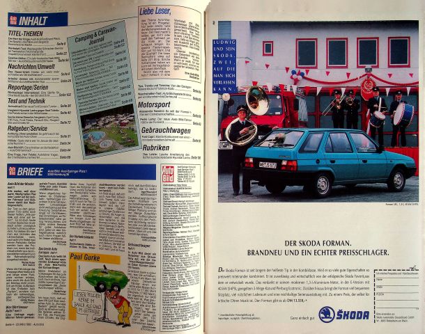 Inhaltsverzeichnis Auto Bild 13/1992