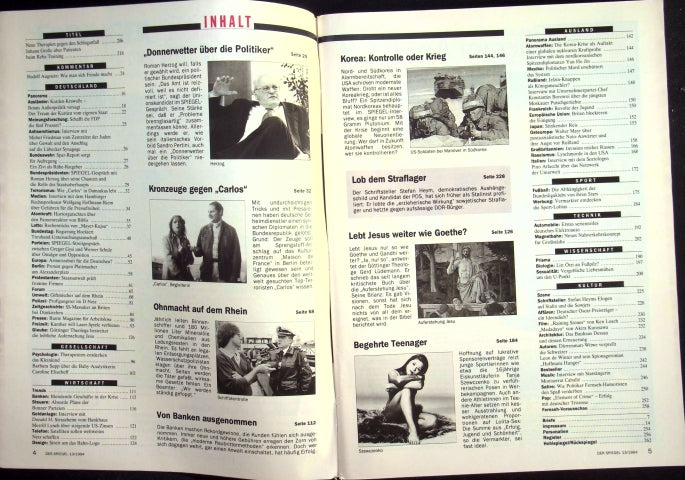 Inhaltsverzeichnis Spiegel 13/1994