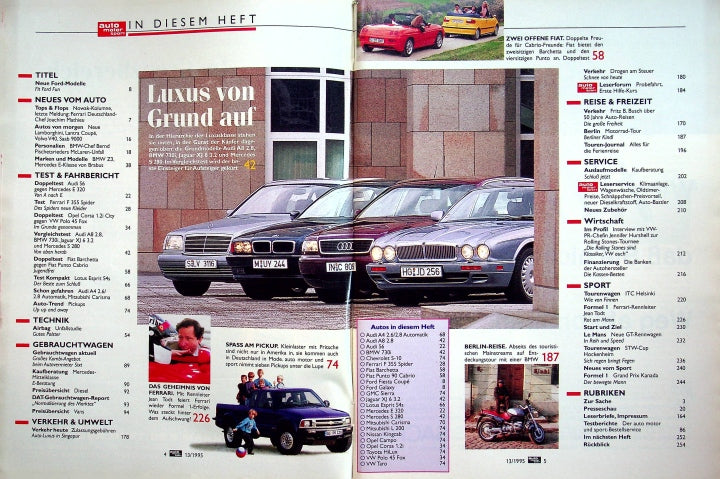 Inhaltsverzeichnis Auto Motor und Sport 13/1995