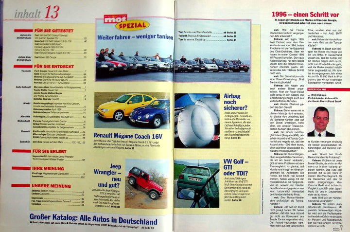 Inhaltsverzeichnis MOT 13/1996