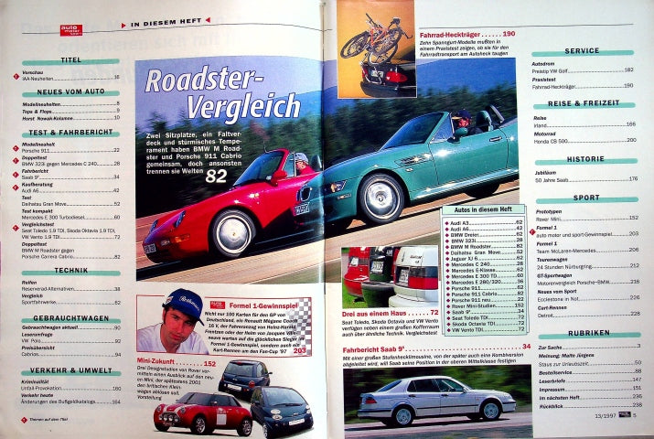 Inhaltsverzeichnis Auto Motor und Sport 13/1997