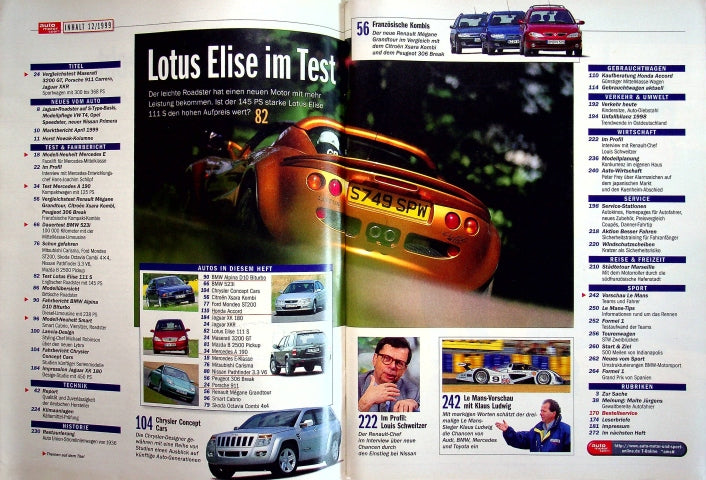 Inhaltsverzeichnis Auto Motor und Sport 13/1999