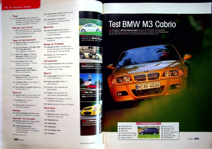 Inhaltsverzeichnis Auto Motor und Sport 13/2001