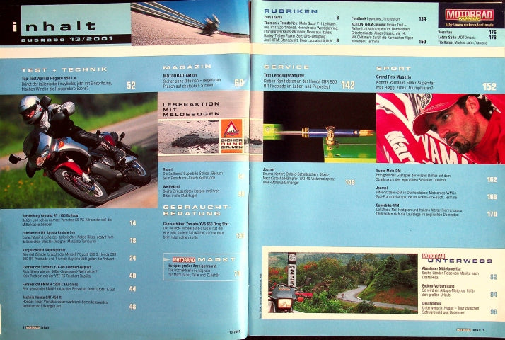 Inhaltsverzeichnis Motorrad 13/2001