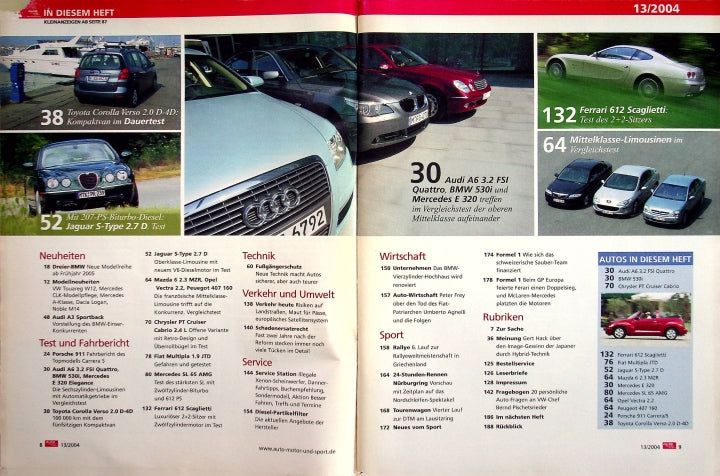 Inhaltsverzeichnis Auto Motor und Sport 13/2004