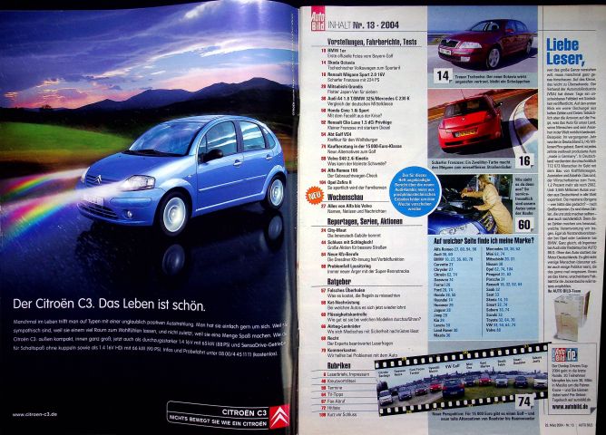 Inhaltsverzeichnis Auto Bild 13/2004