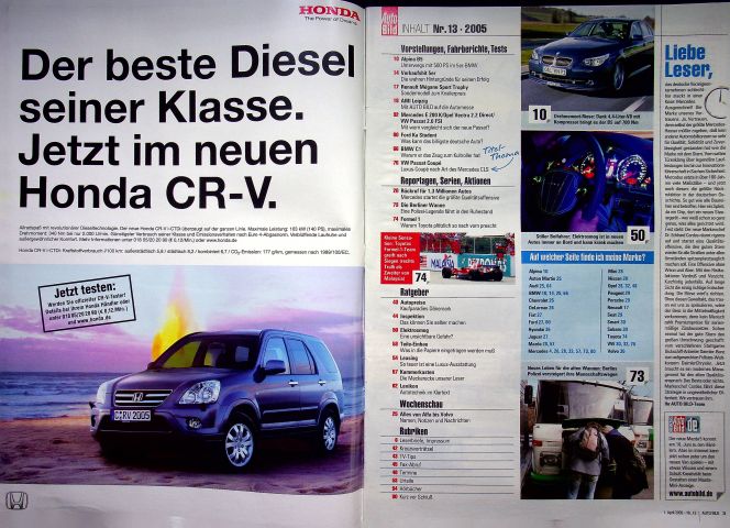 Inhaltsverzeichnis Auto Bild 13/2005