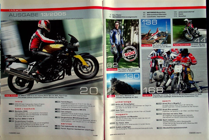 Inhaltsverzeichnis Motorrad 13/2005