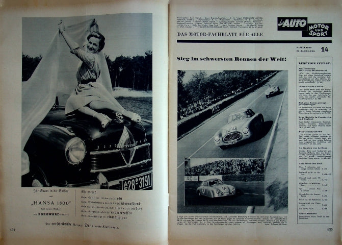 Inhaltsverzeichnis Auto Motor und Sport 14/1952