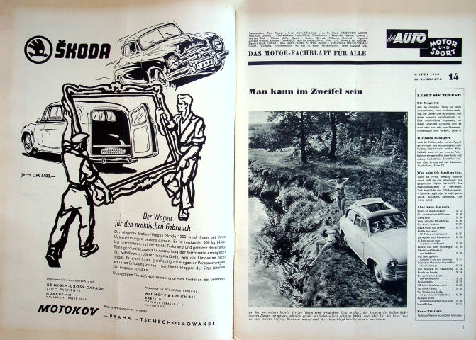 Inhaltsverzeichnis Auto Motor und Sport 14/1955