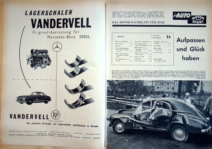 Inhaltsverzeichnis Auto Motor und Sport 14/1956