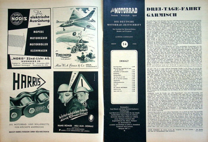 Inhaltsverzeichnis Motorrad 14/1956