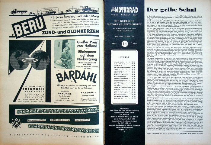 Inhaltsverzeichnis Motorrad 14/1957