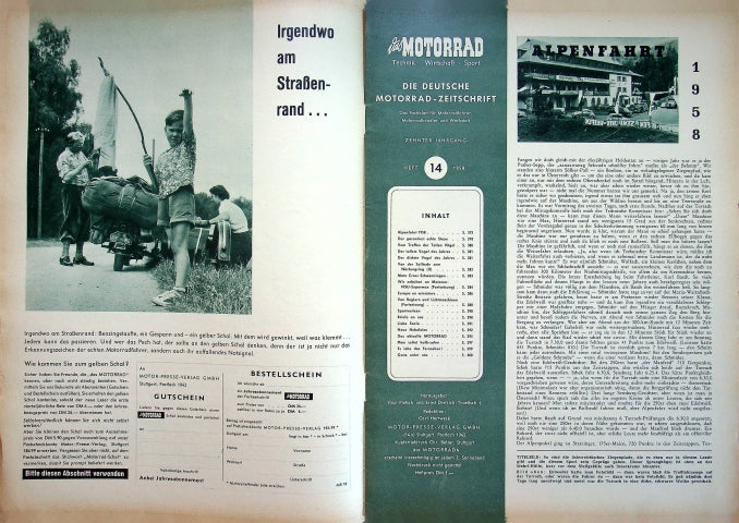 Inhaltsverzeichnis Motorrad 14/1958