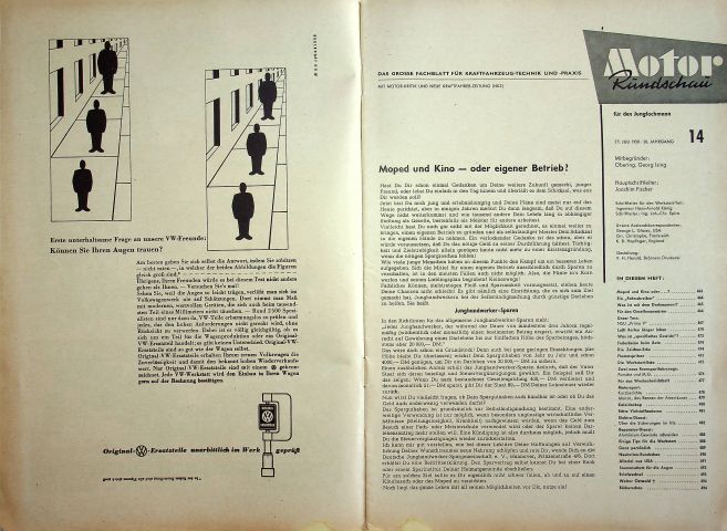 Inhaltsverzeichnis Motor Rundschau 14/1958