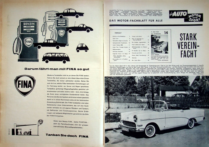 Inhaltsverzeichnis Auto Motor und Sport 14/1959