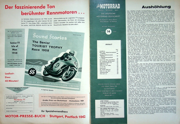 Inhaltsverzeichnis Motorrad 14/1959