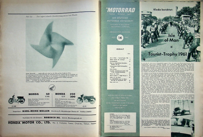 Inhaltsverzeichnis Motorrad 14/1961