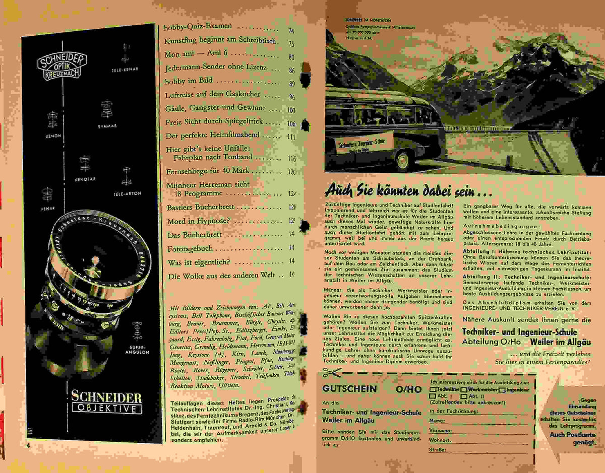 Inhaltsverzeichnis Hobby 14/1961