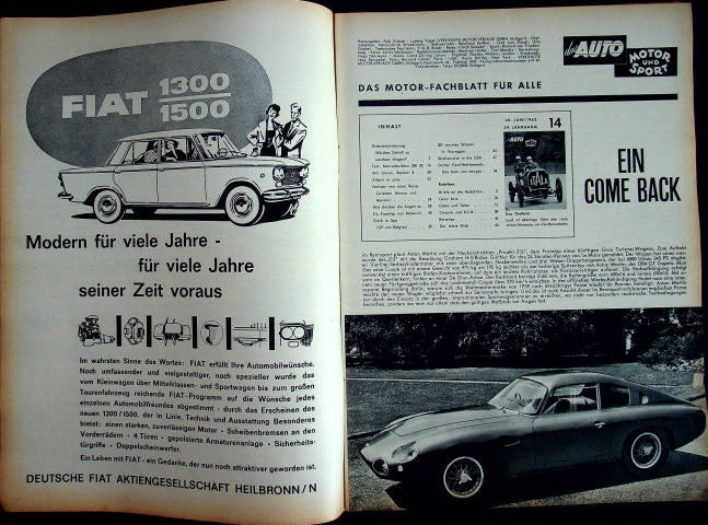 Inhaltsverzeichnis Auto Motor und Sport 14/1962