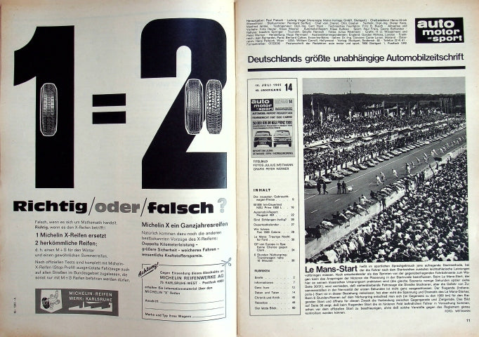 Inhaltsverzeichnis Auto Motor und Sport 14/1965