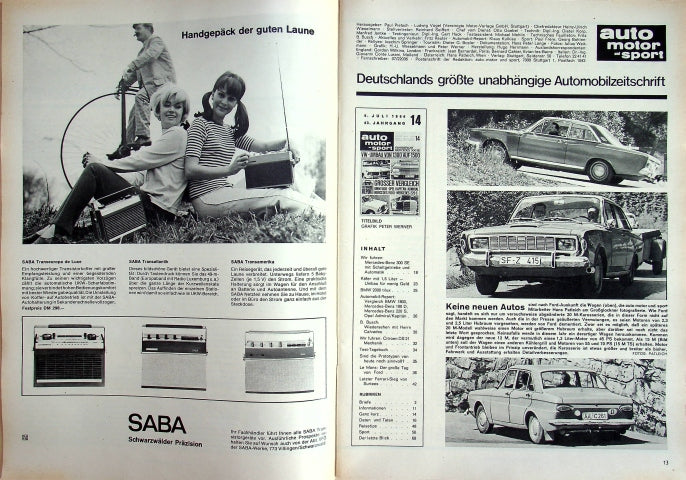 Inhaltsverzeichnis Auto Motor und Sport 14/1966