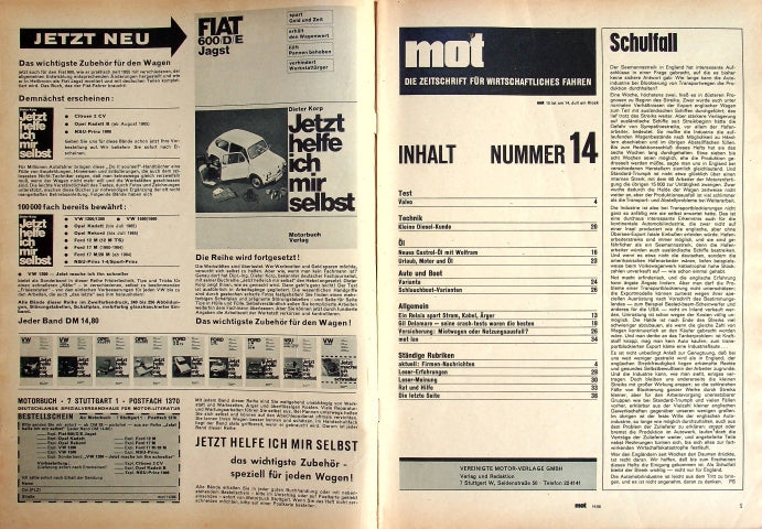 Inhaltsverzeichnis MOT 14/1966