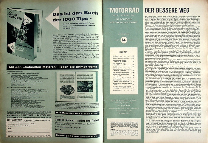 Inhaltsverzeichnis Motorrad 14/1966