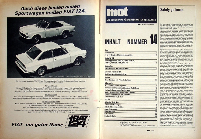 Inhaltsverzeichnis MOT 14/1967