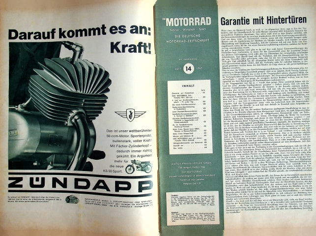 Inhaltsverzeichnis Motorrad 14/1967