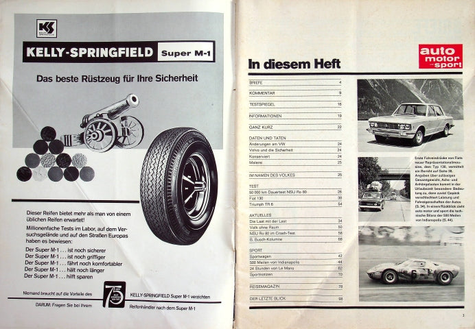 Inhaltsverzeichnis Auto Motor und Sport 14/1969