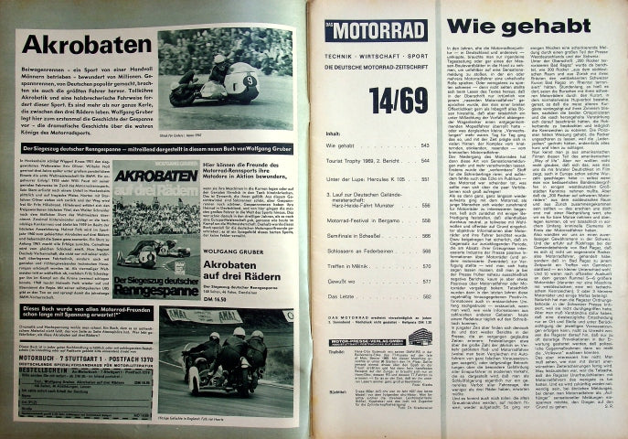 Inhaltsverzeichnis Motorrad 14/1969