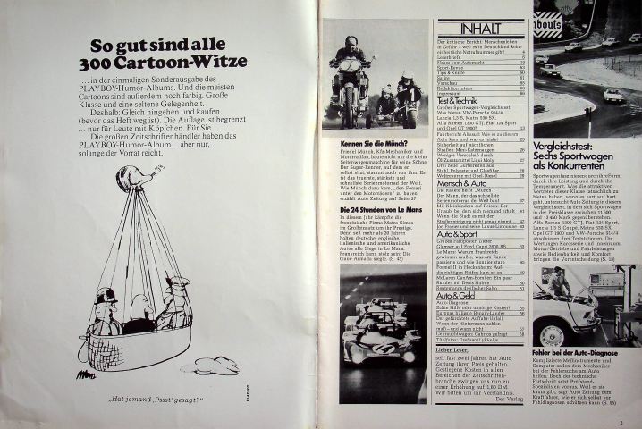 Inhaltsverzeichnis Autozeitung 14/1972