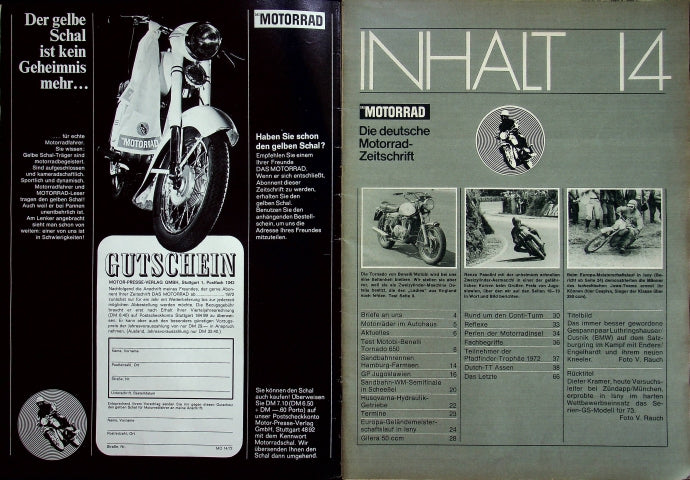 Inhaltsverzeichnis Motorrad 14/1972