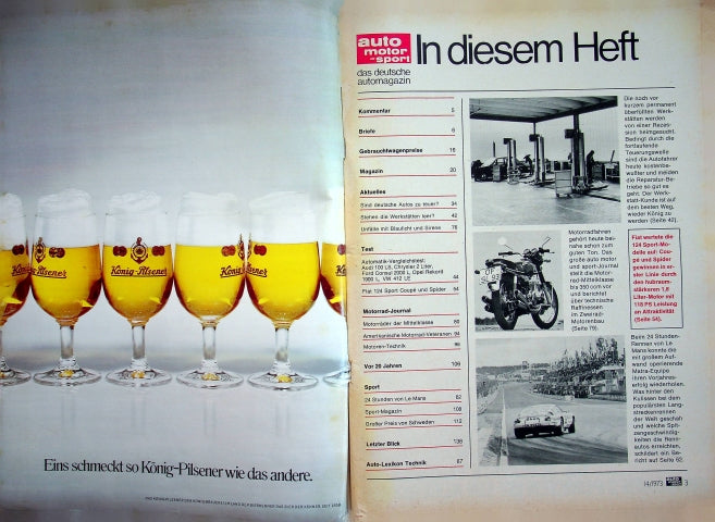 Inhaltsverzeichnis Auto Motor und Sport 14/1973