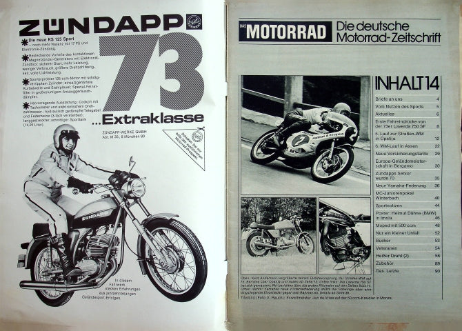 Inhaltsverzeichnis Motorrad 14/1973
