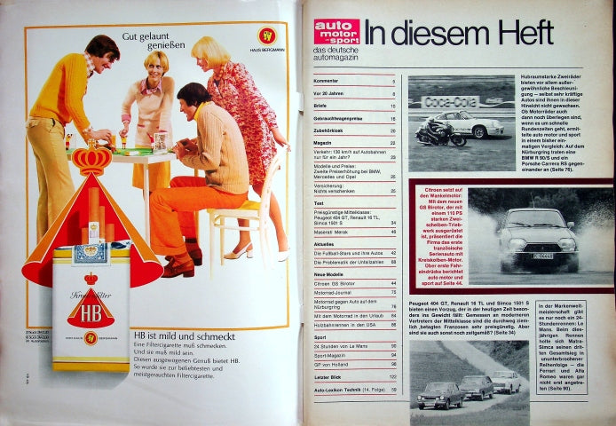 Inhaltsverzeichnis Auto Motor und Sport 14/1974