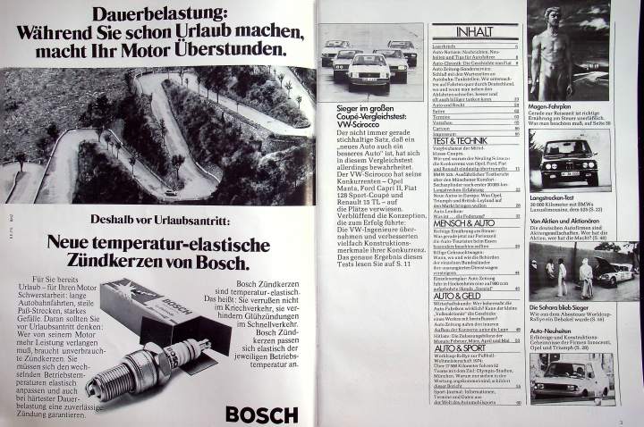 Inhaltsverzeichnis Autozeitung 14/1974