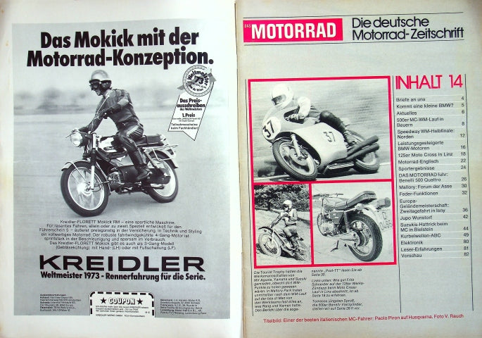 Inhaltsverzeichnis Motorrad 14/1974