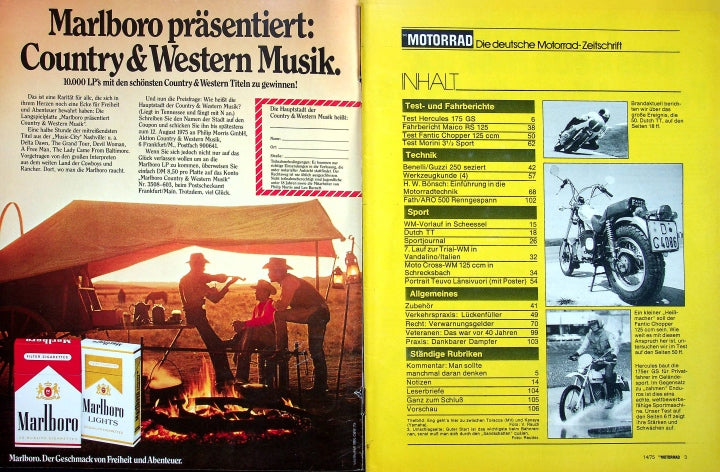 Inhaltsverzeichnis Motorrad 14/1975