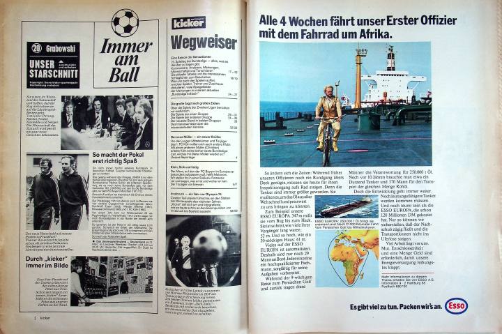 Inhaltsverzeichnis Kicker 14/1975