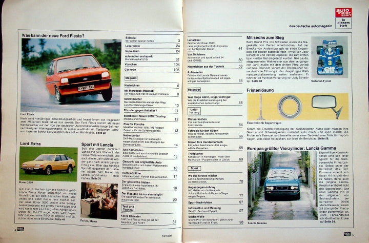 Inhaltsverzeichnis Auto Motor und Sport 14/1976