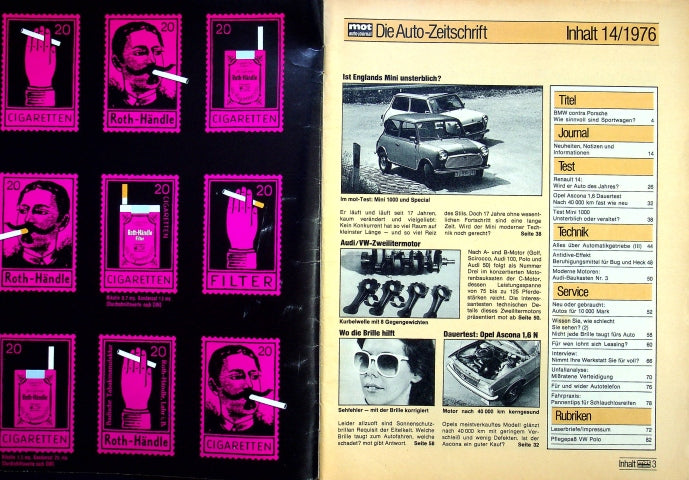 Inhaltsverzeichnis MOT 14/1976