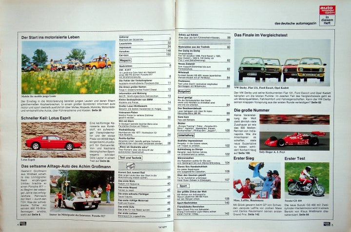 Inhaltsverzeichnis Auto Motor und Sport 14/1977