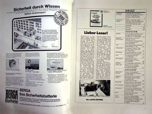 Inhaltsverzeichnis Autozeitung 14/1977