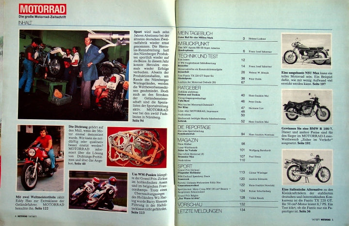 Inhaltsverzeichnis Motorrad 14/1977