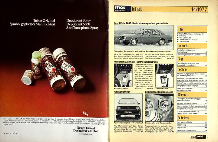 Inhaltsverzeichnis MOT 14/1977