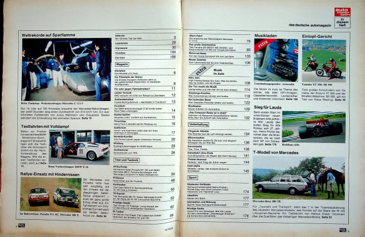 Inhaltsverzeichnis Auto Motor und Sport 14/1978