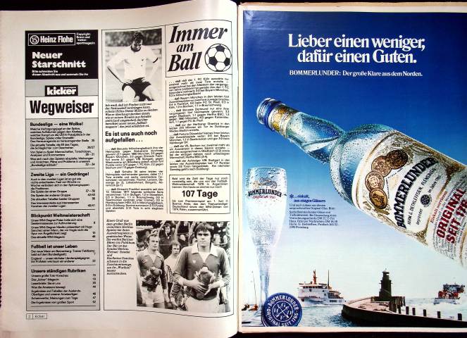 Inhaltsverzeichnis Kicker 14/1978